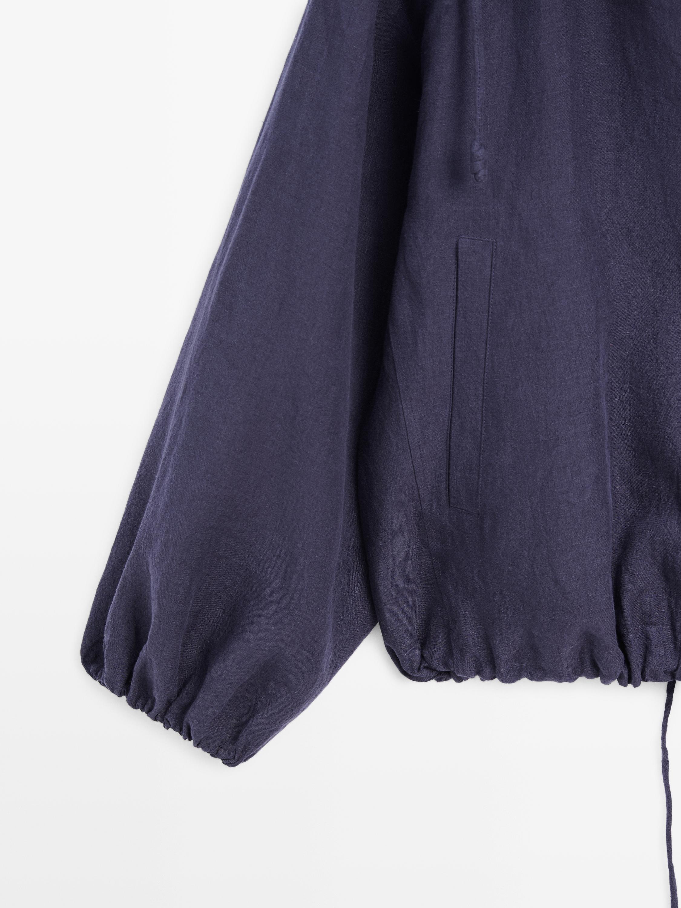 100% linen bomber jacket with collar detail